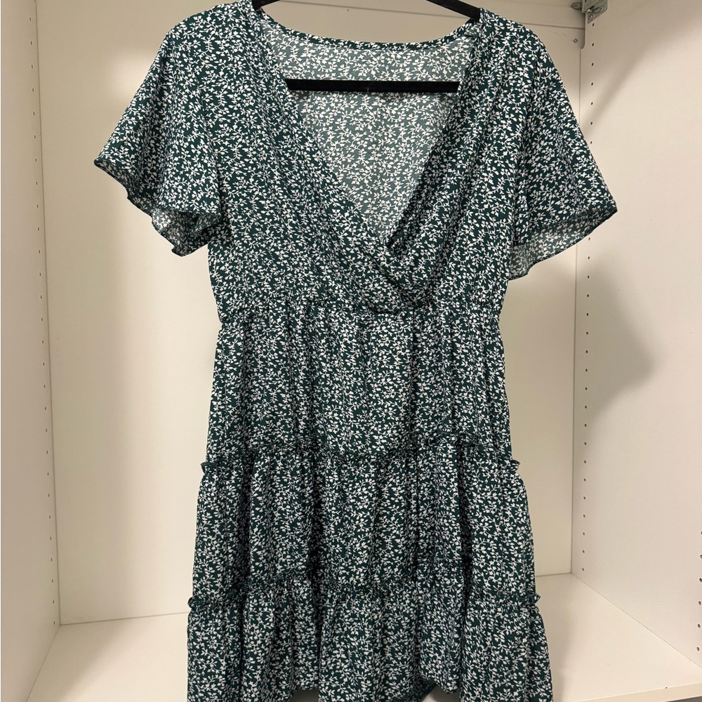 SHEIN Green Floral Mini Dress